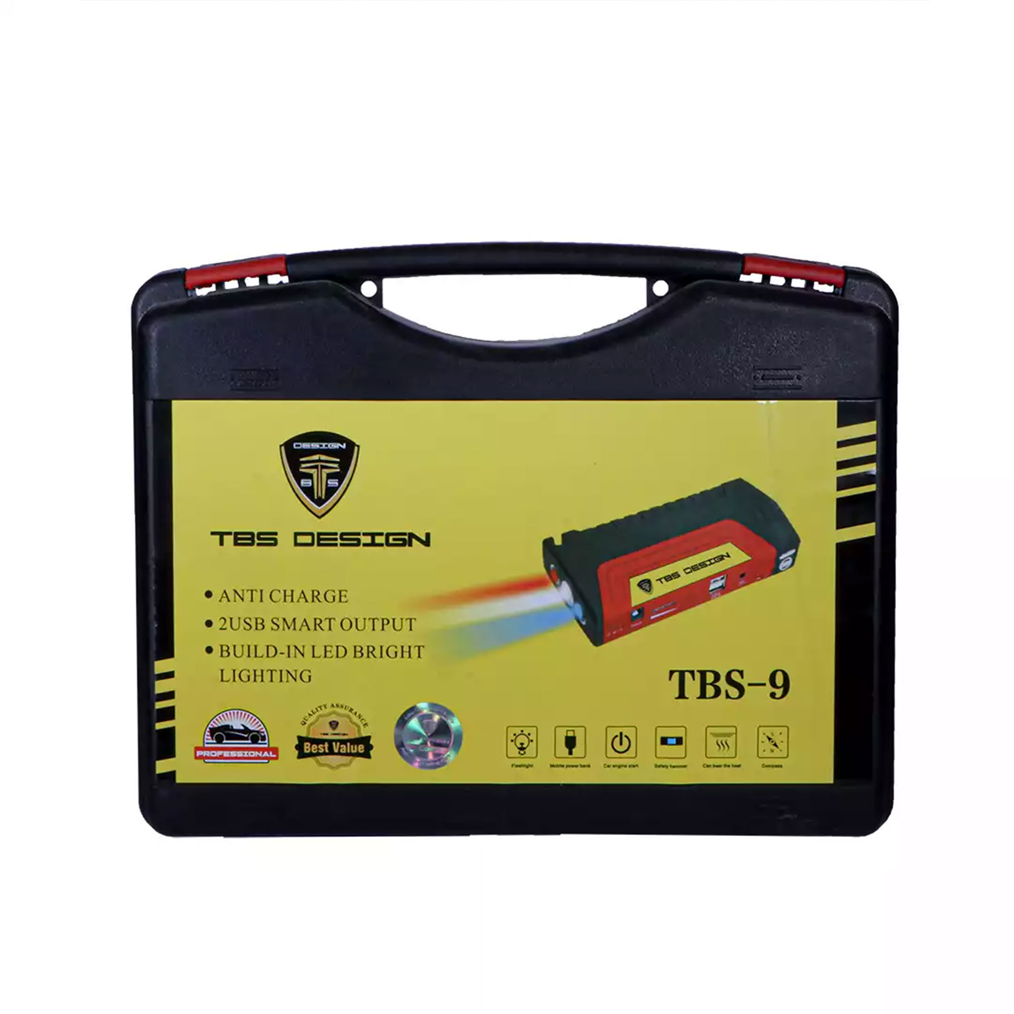 عدة سيارة متنقلة للطوارئ بضمان عام (بنك طاقة+كشاف) - الصورة 2