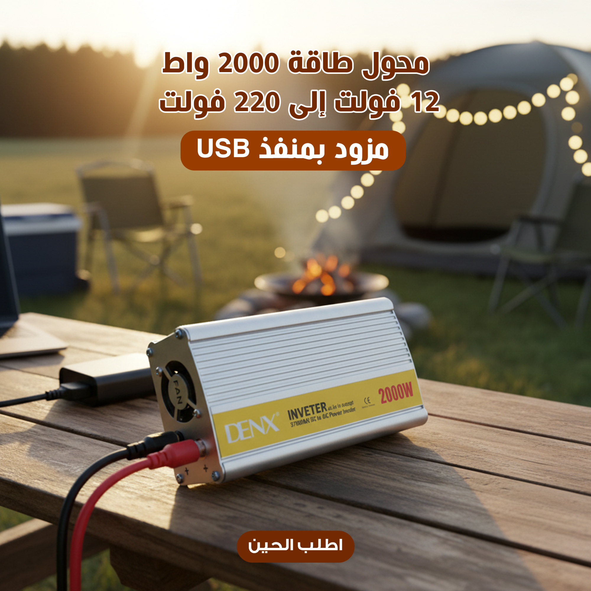 محول طاقة 2000 واط 12 فولت إلى 220 فولت مزود بمنفذ USB - الصورة 5