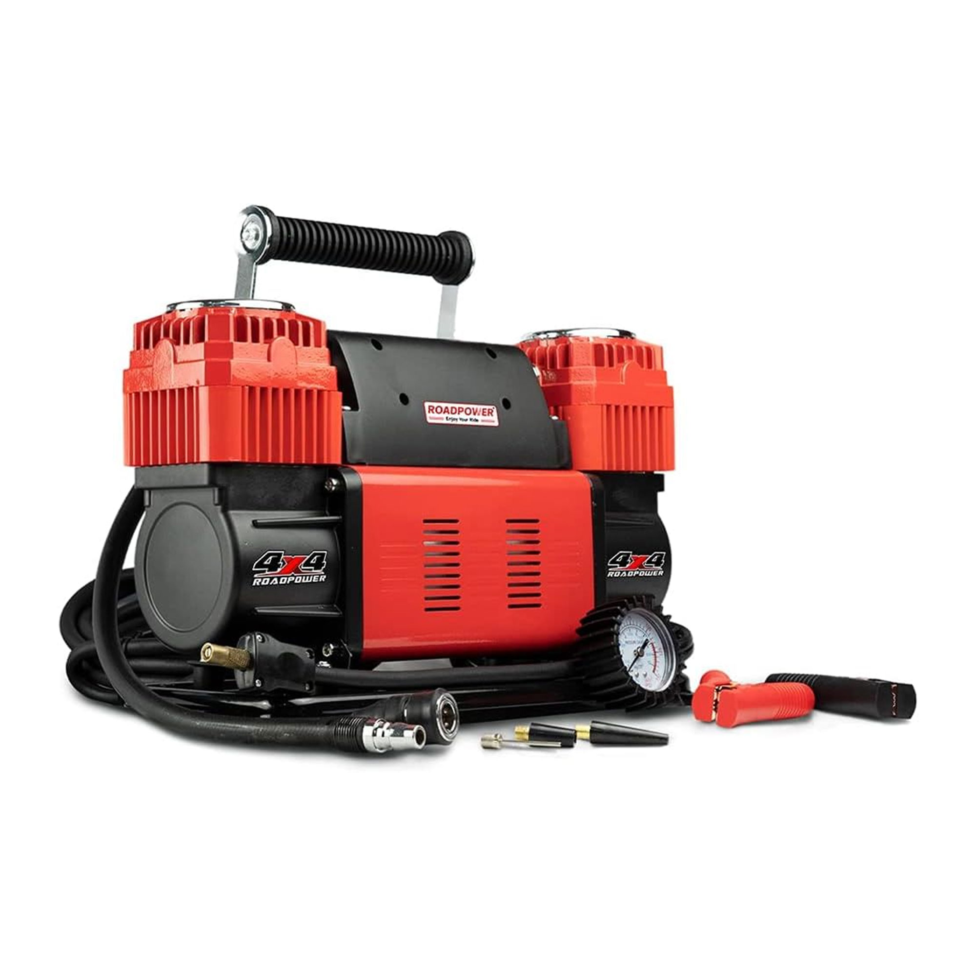 ضاغط هواء للسيارة باسطوانة مزدوجة من رود باور لنفخ اطارات السيارات رباعية الدفع 12 فولت - الصورة 5